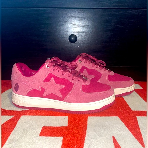 Bapesta Low M1 Pink Suede Men’s Size 8.5 - Picture 1 of 12
